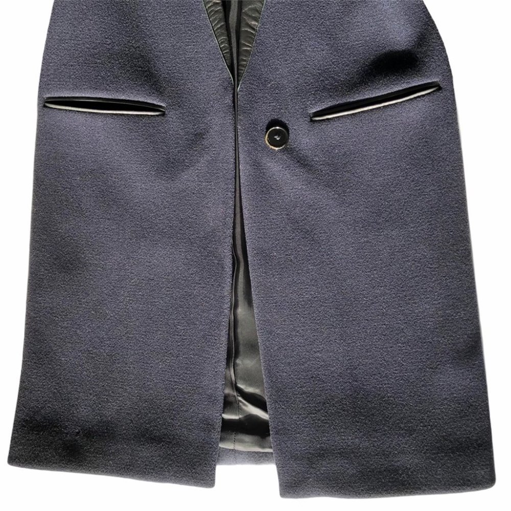 Sandro Paris Navy Colorblock Tailored Wool Coat 36 - Picture 5 of 15